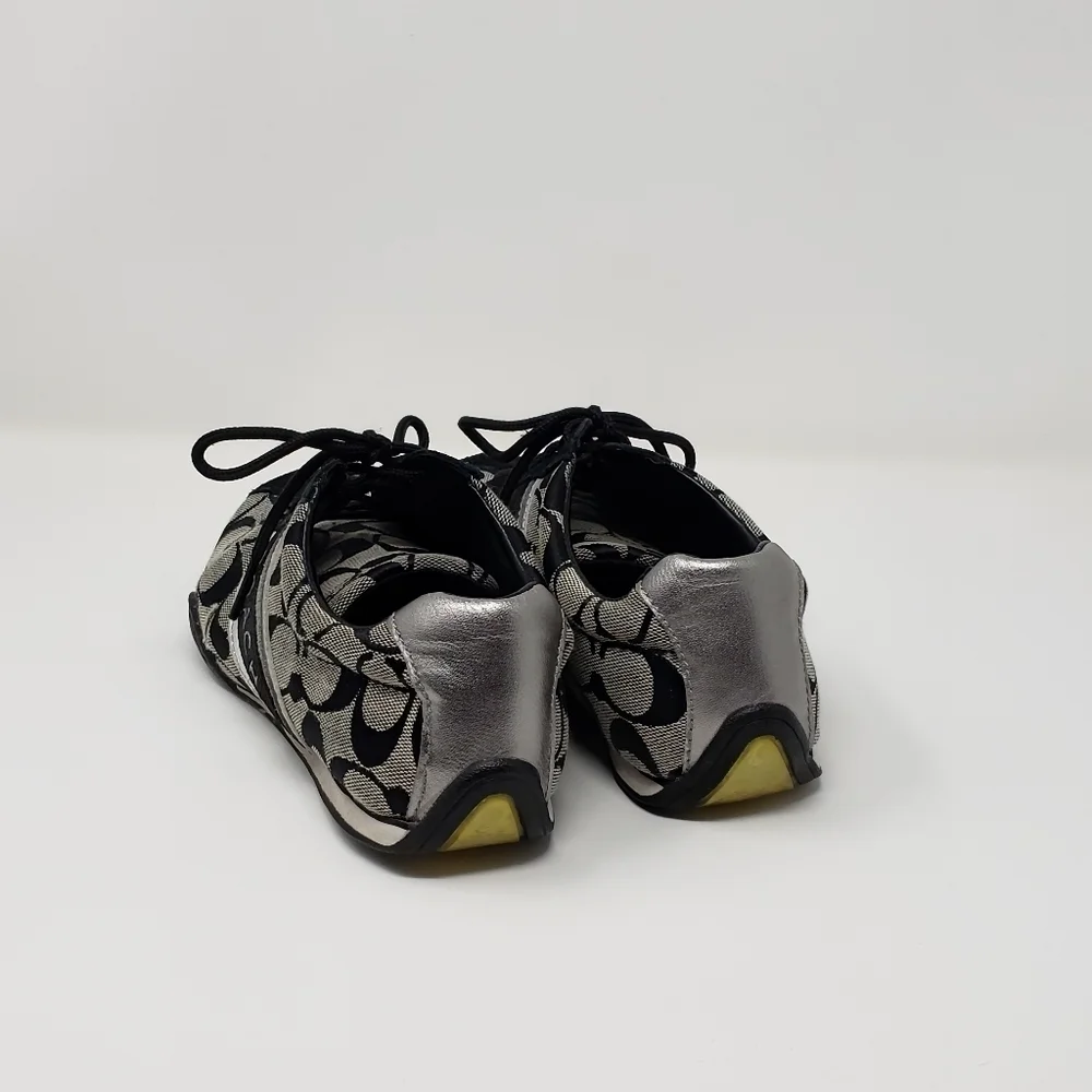 Coach Women's Sneakers Signature Jayme Black / Grey / Silver Size 6 M  Flaws
